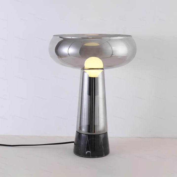 Glass Column Marble Table Lamp