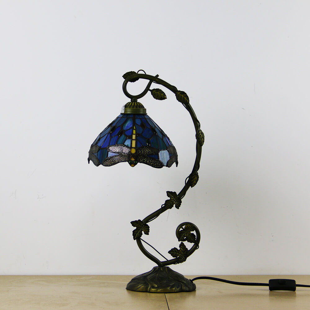 Dragonfly Stained Glass Vine Table Lamp