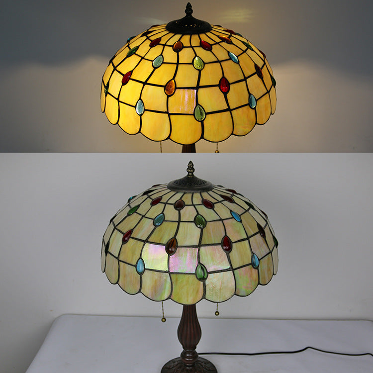 Stained Glass Peacock Sunflower 2-Light Table Lamp