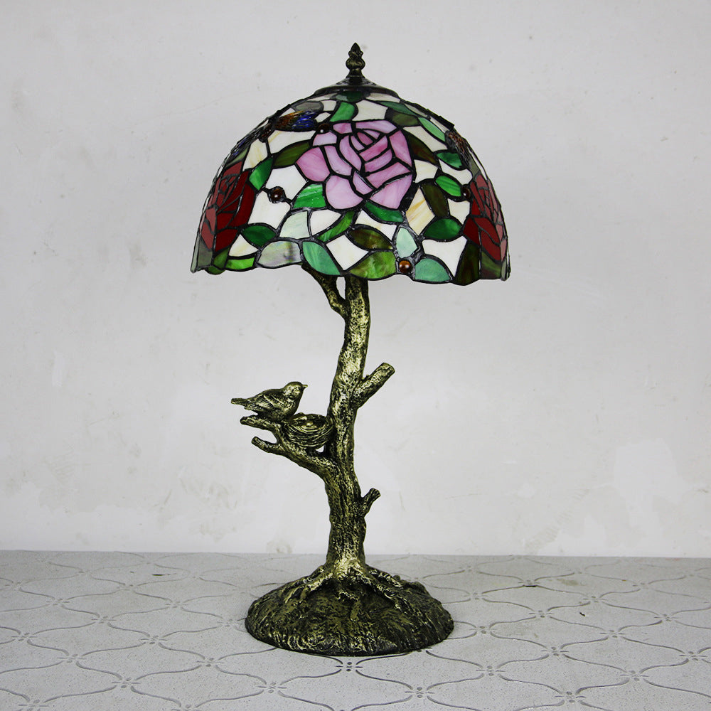Dome Flower Hardware Stained Table Lamp