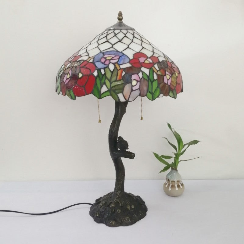 Flower Stained Glass Resin 2-Light Table Lamp