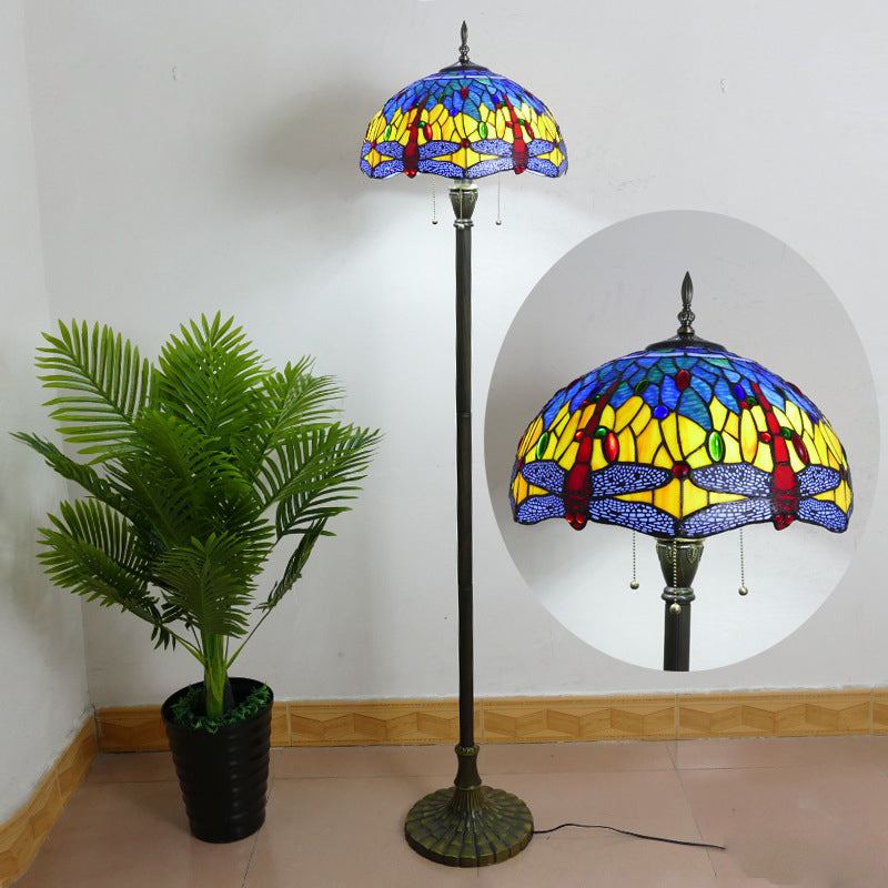 Column Iron Glass Living 3-Light Floor Lamp