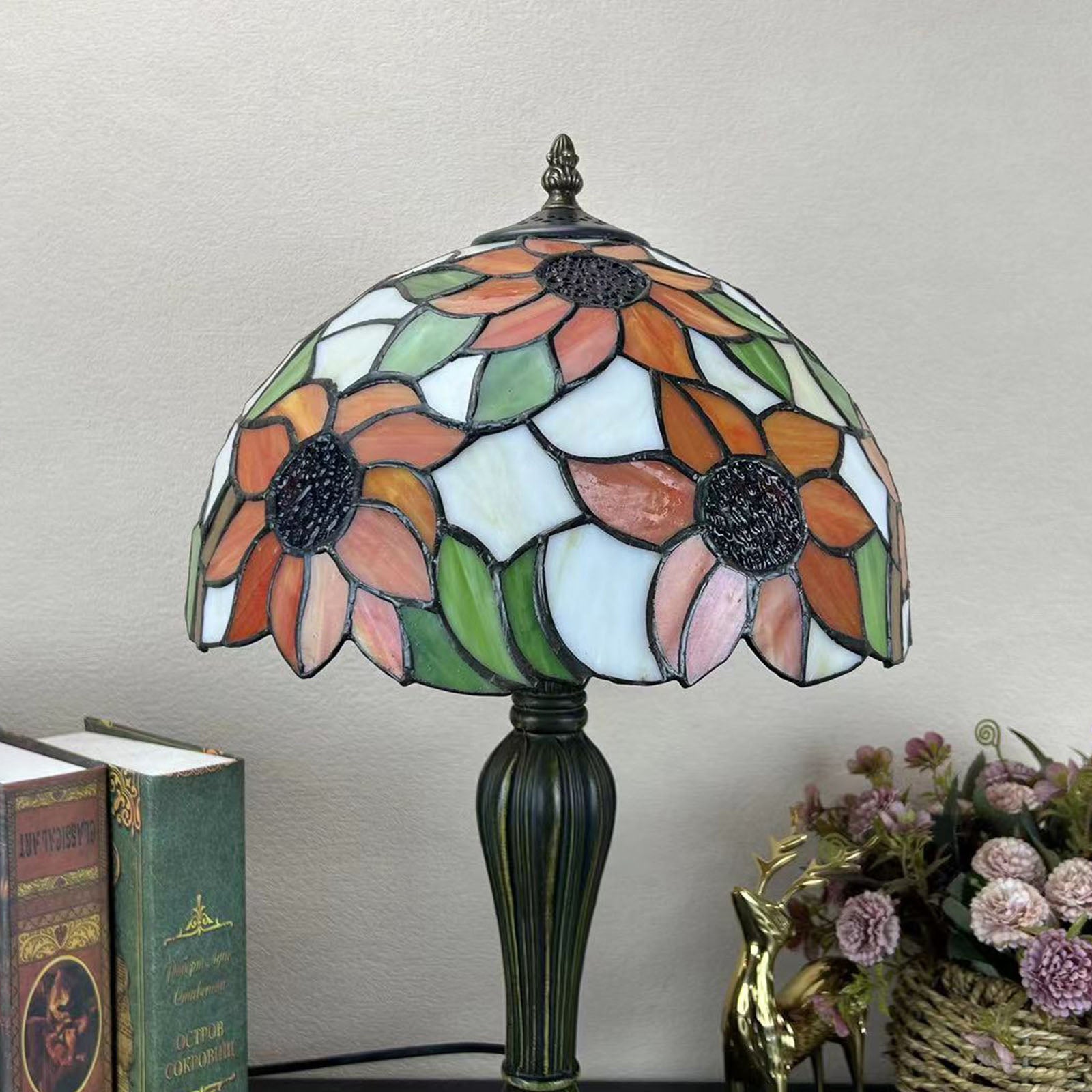 Metal Glass Dome Grape Table Lamp