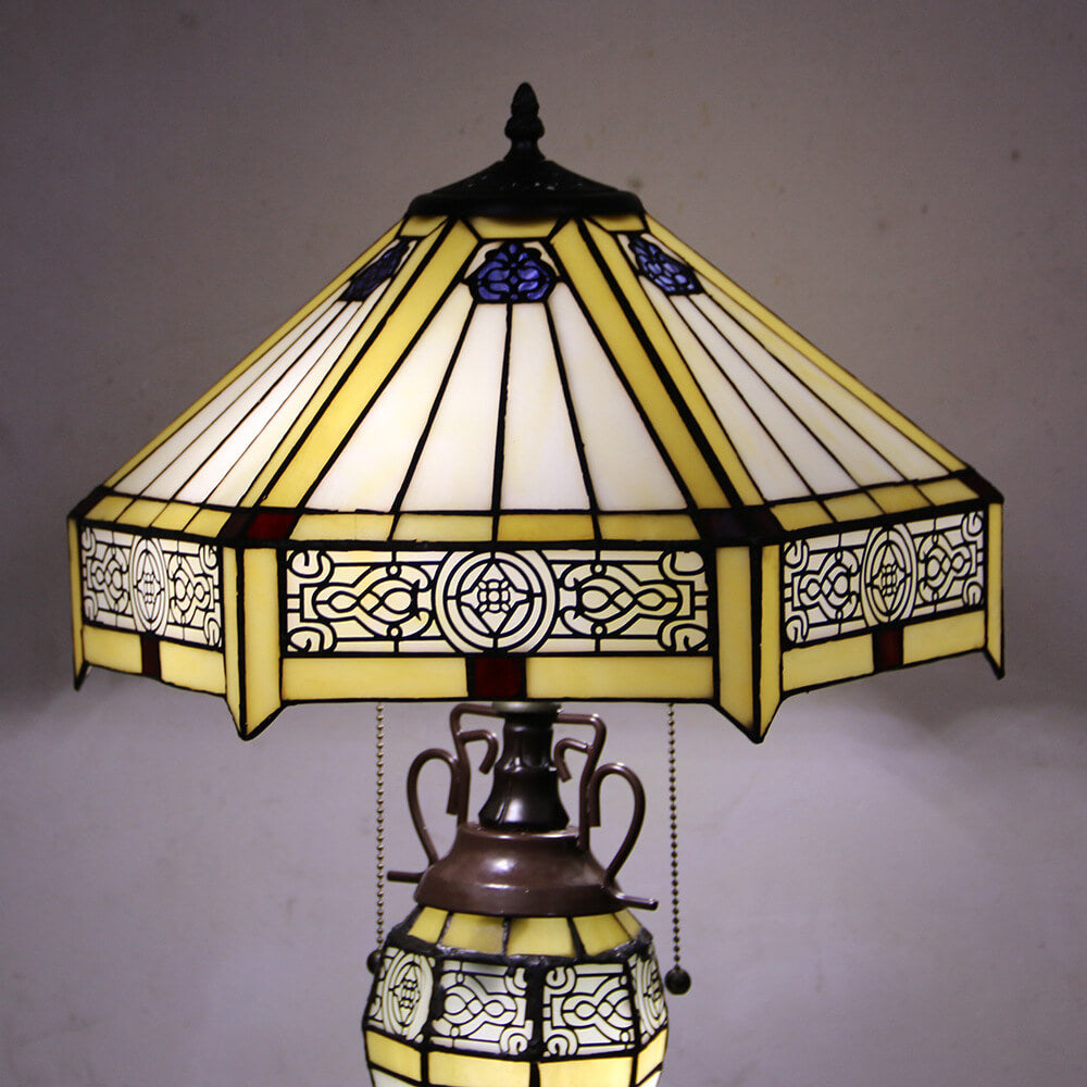Stained Glass Hexagonal Dome 2-Light Table Lamp