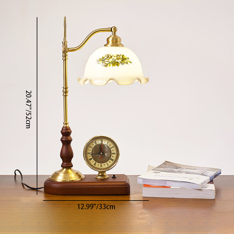 Floral Solid Wood Copper Table Lamp