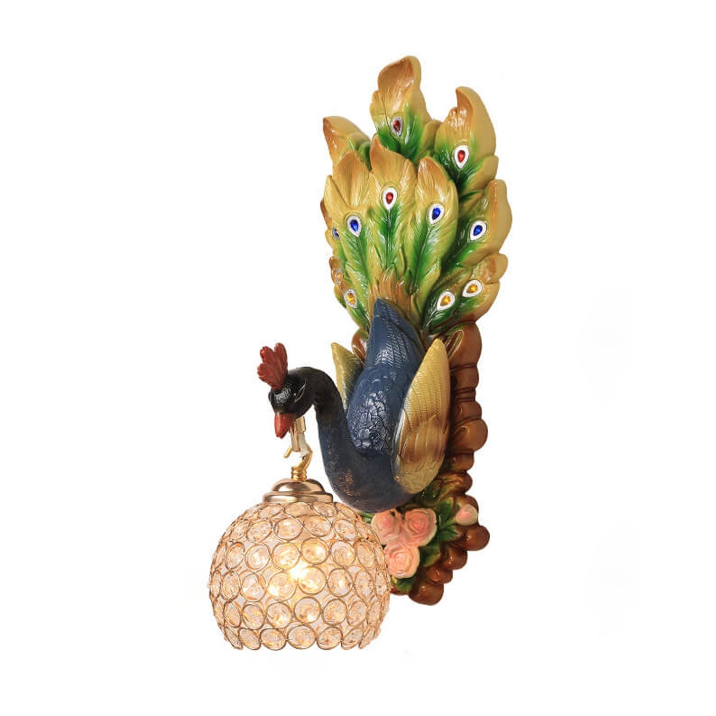 Peacock Resin Glass Wall Lamp