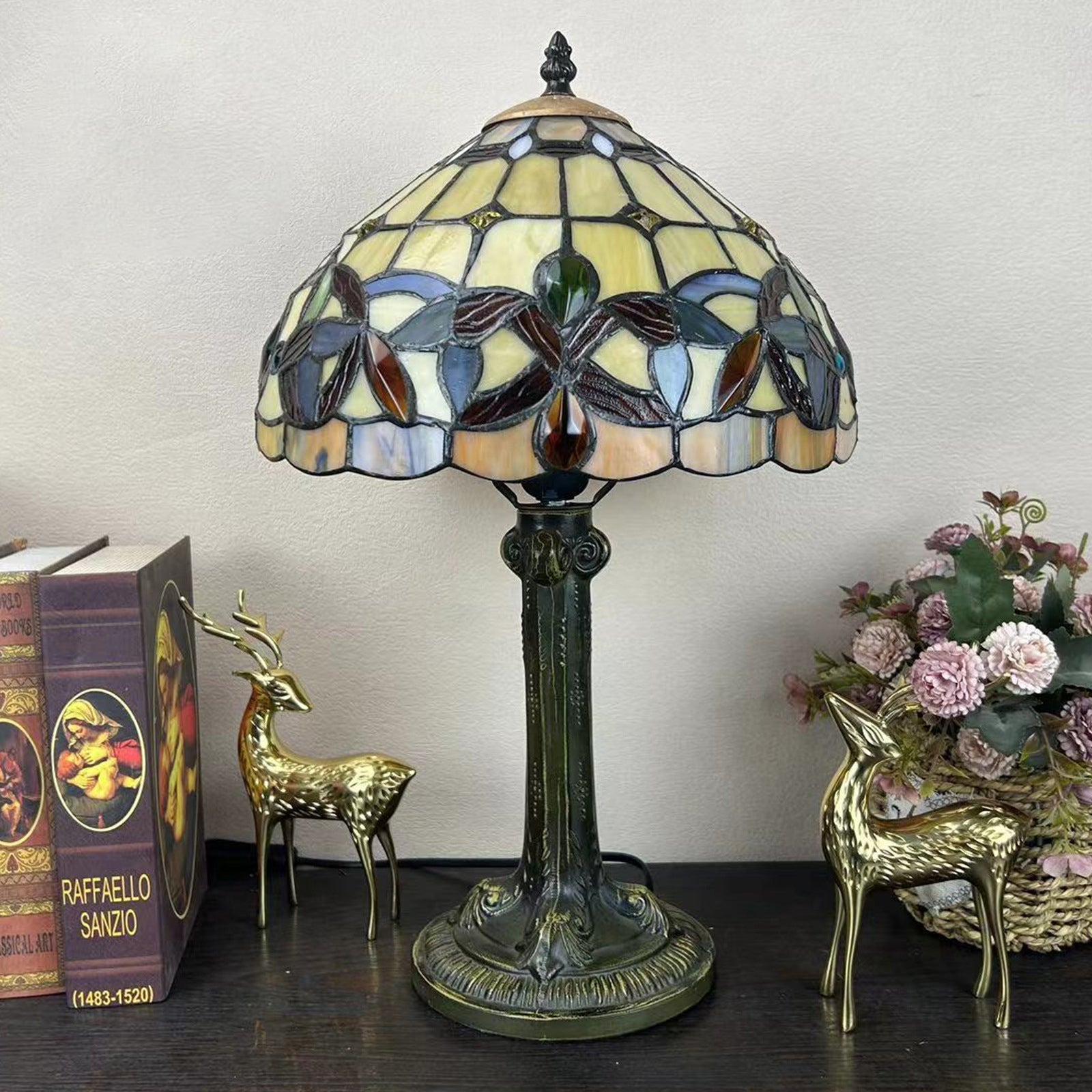 Metal Hardware Glass Semicircular Table Lamp