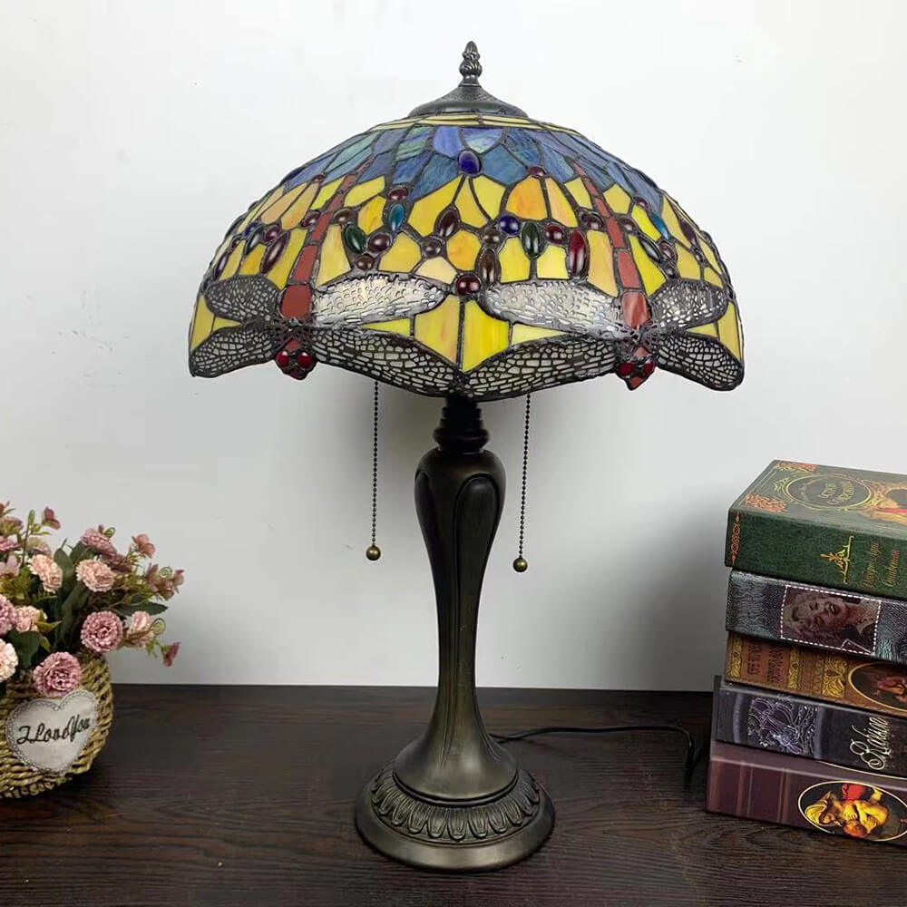 Flowers Stained Glass 2-Light Table Lamp