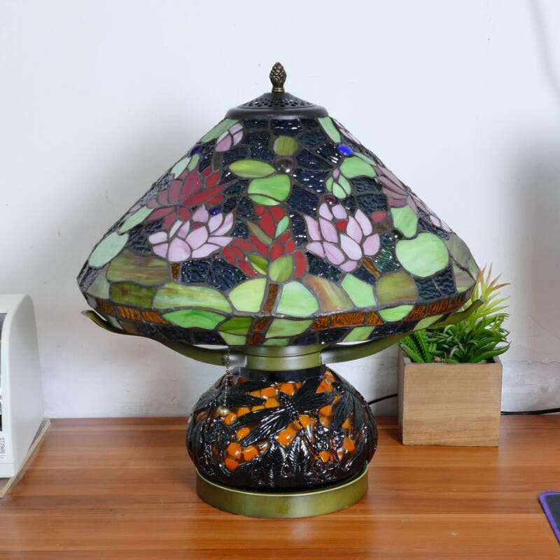 Iron Glass Conic Dragonfly 2-Light Table Lamp