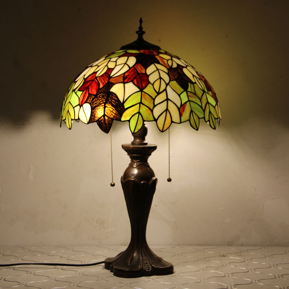Flowers Stained Glass Pull Table Lamp