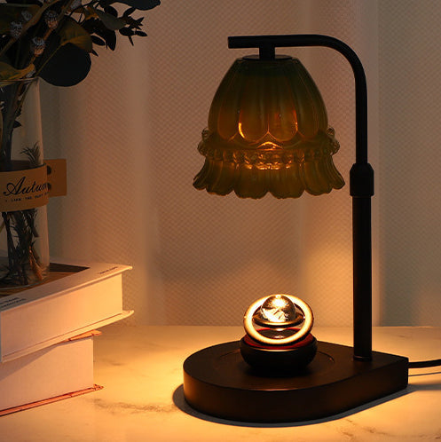 Flower Type Wooden Glass Table Lamp