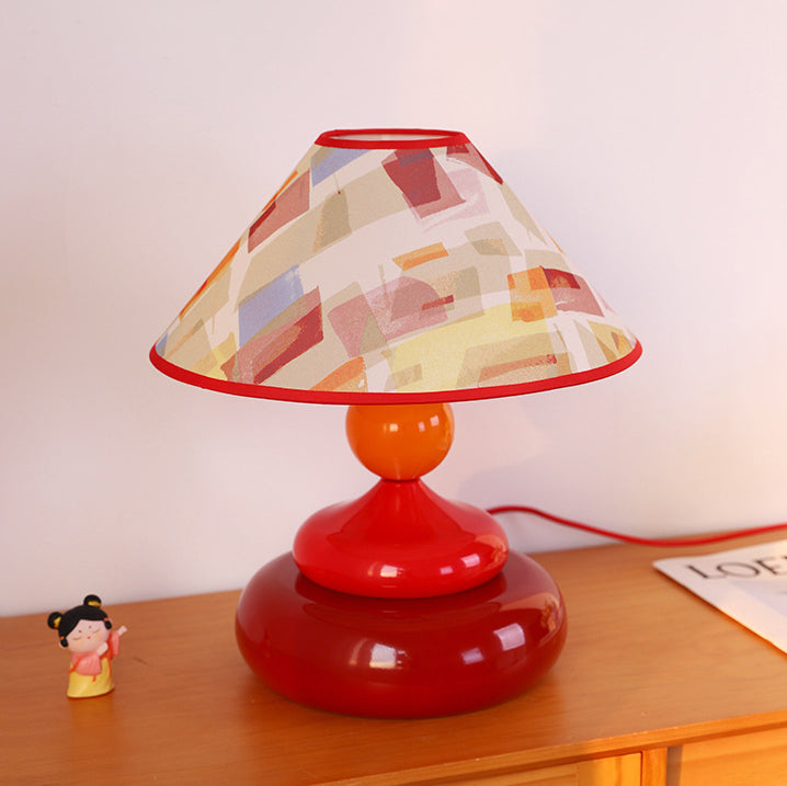 Iron Fabric Conic Round Table Lamp