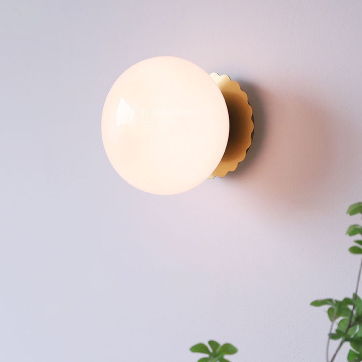 Iron Glass Round Head Wall Lamp