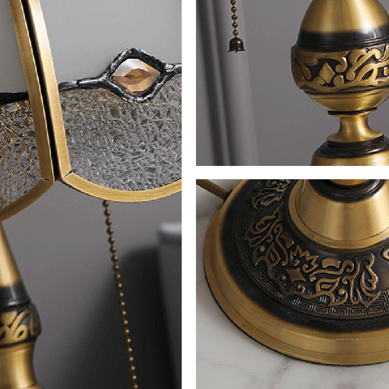 Umbrella Full Copper Glass 3-Light Floor Lamp