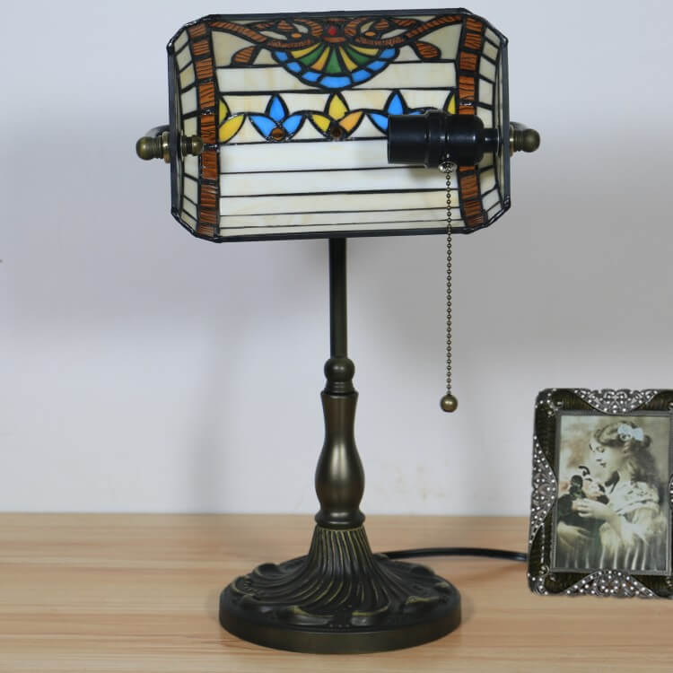 Baroque Stained Glass Bank Table Lamp