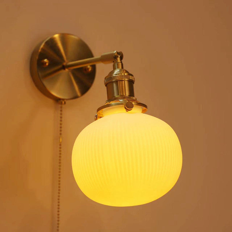 Brass Round Vanity Bedroom Wall Lamp