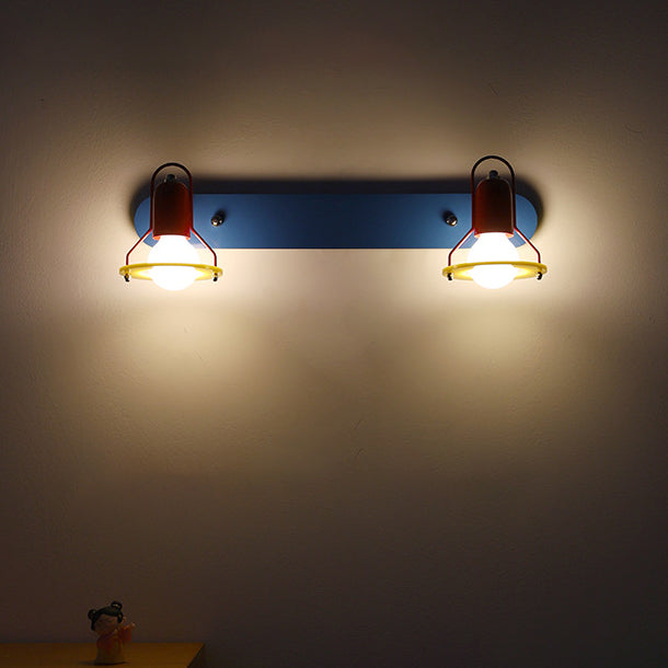 Childlike Colorful Geometric Iron 2-Light Wall Lamp