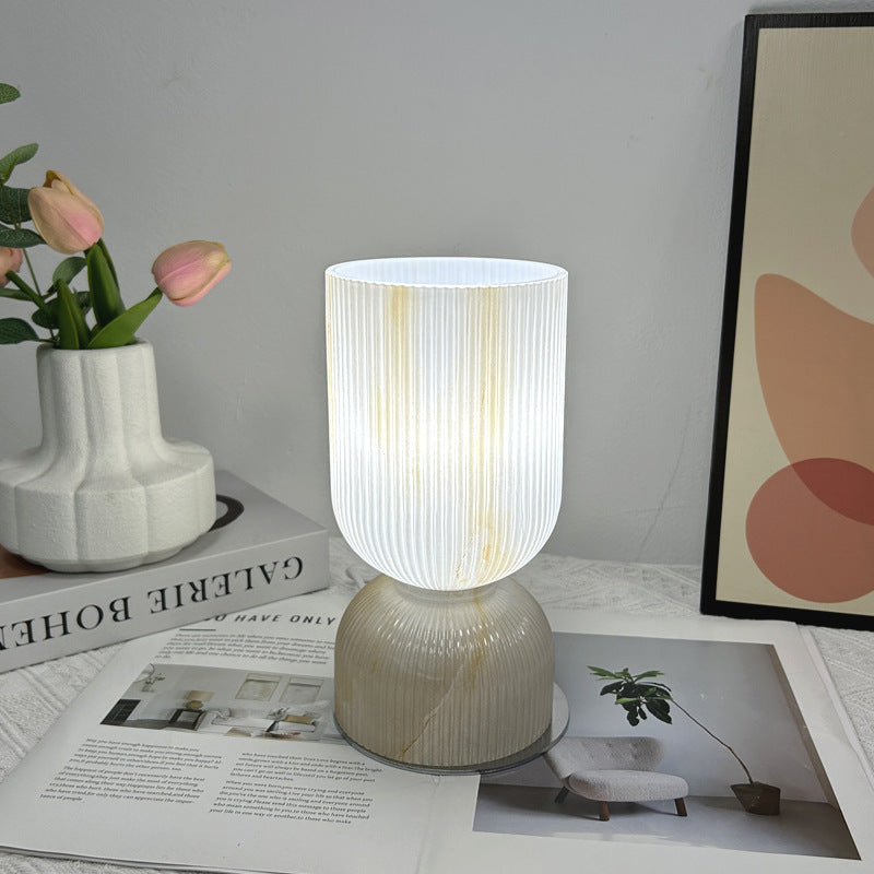 Cylinder Funnel Glass Bedroom Table Lamp