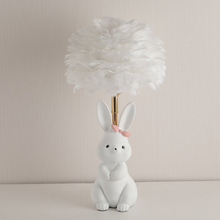 Rabbit Feather Orb Metal Table Lamp