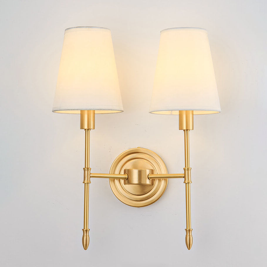 Brass Fabric Glass Straight Wall Lamp