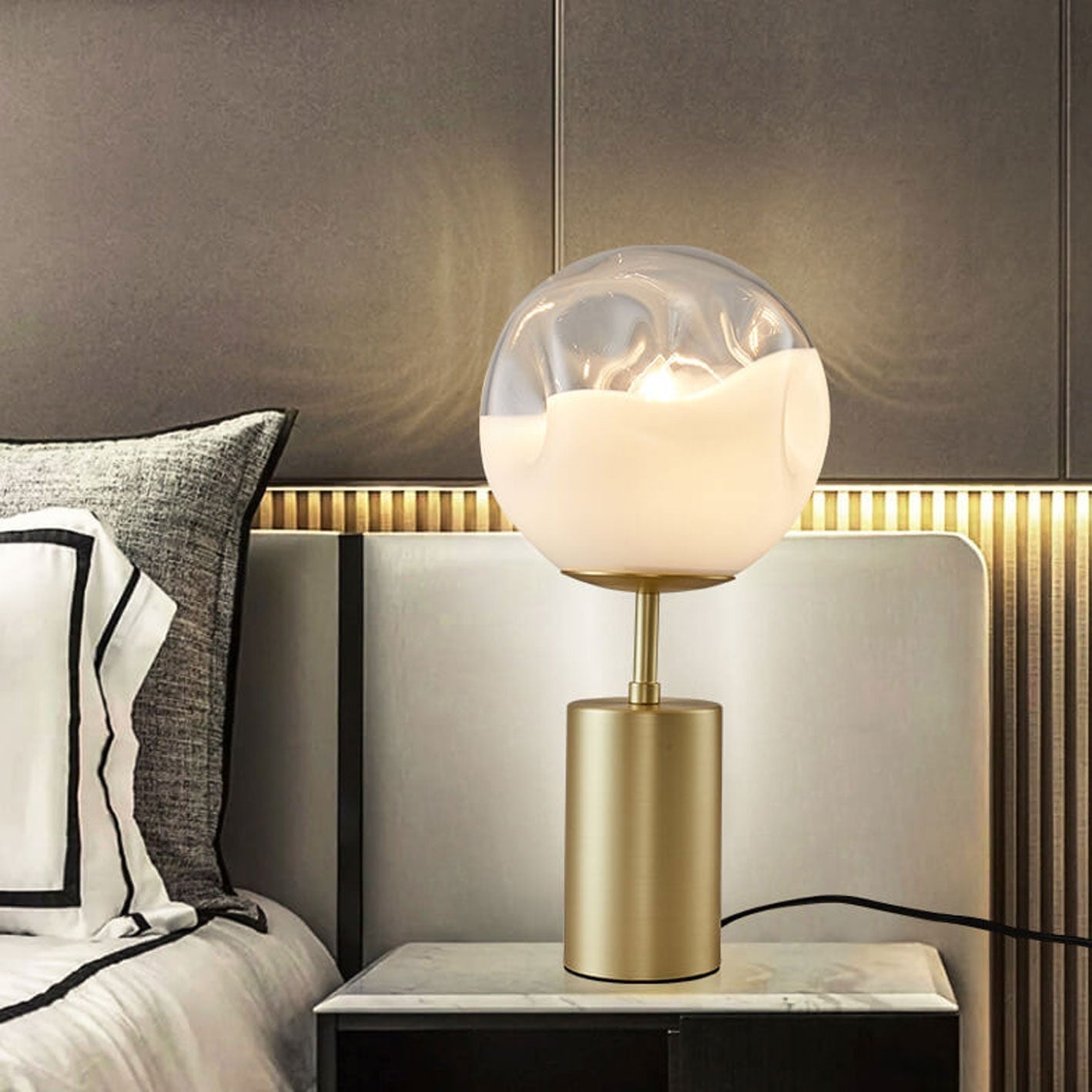 Convex Glass Spherical Table Lamp