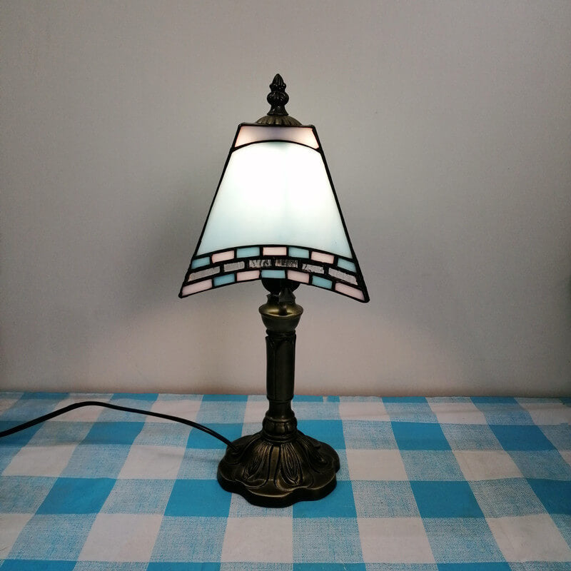 Square Stained Glass Iron Table Lamp