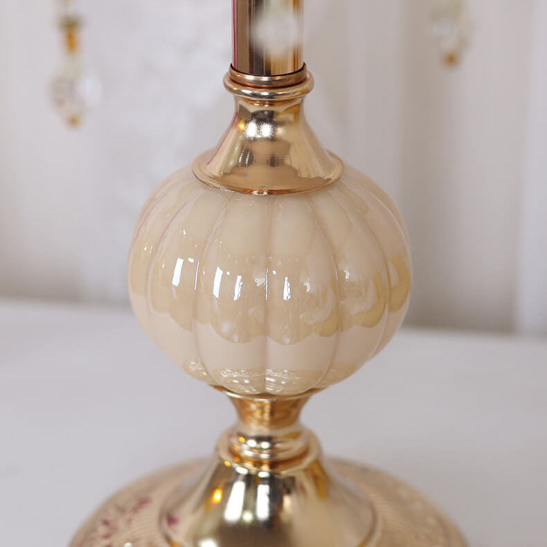 Fabric Floral Glass Plating Table Lamp