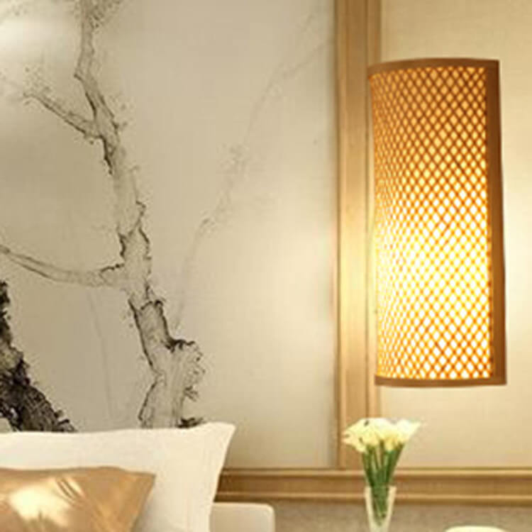 Bamboo Weaving Half Round Wall Lamp