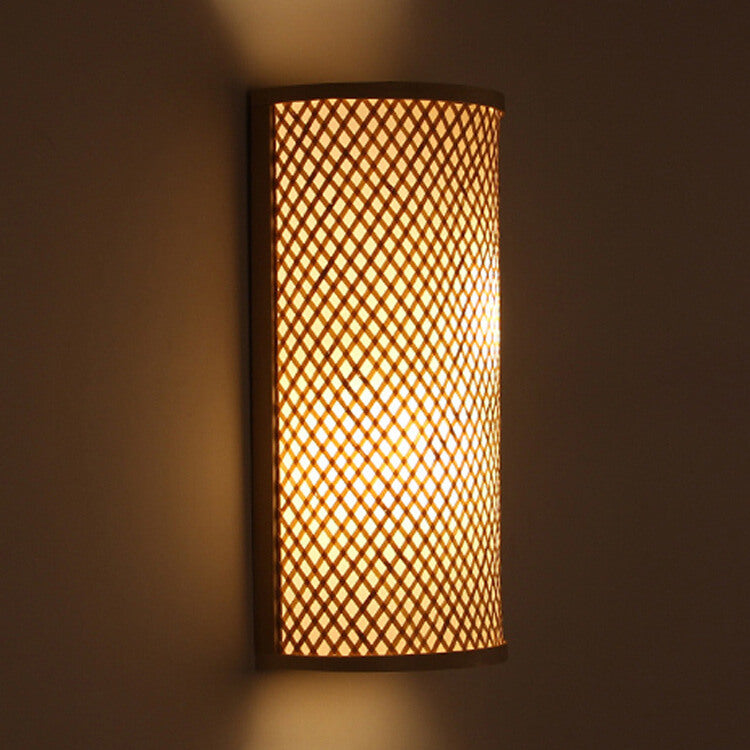 Bamboo Weaving Half Round Wall Lamp