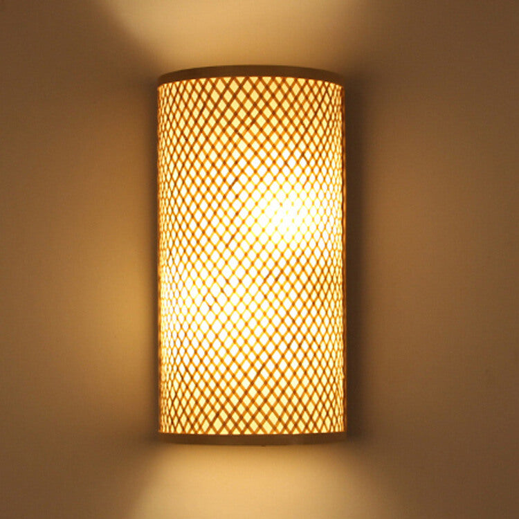 Bamboo Weaving Half Round Wall Lamp