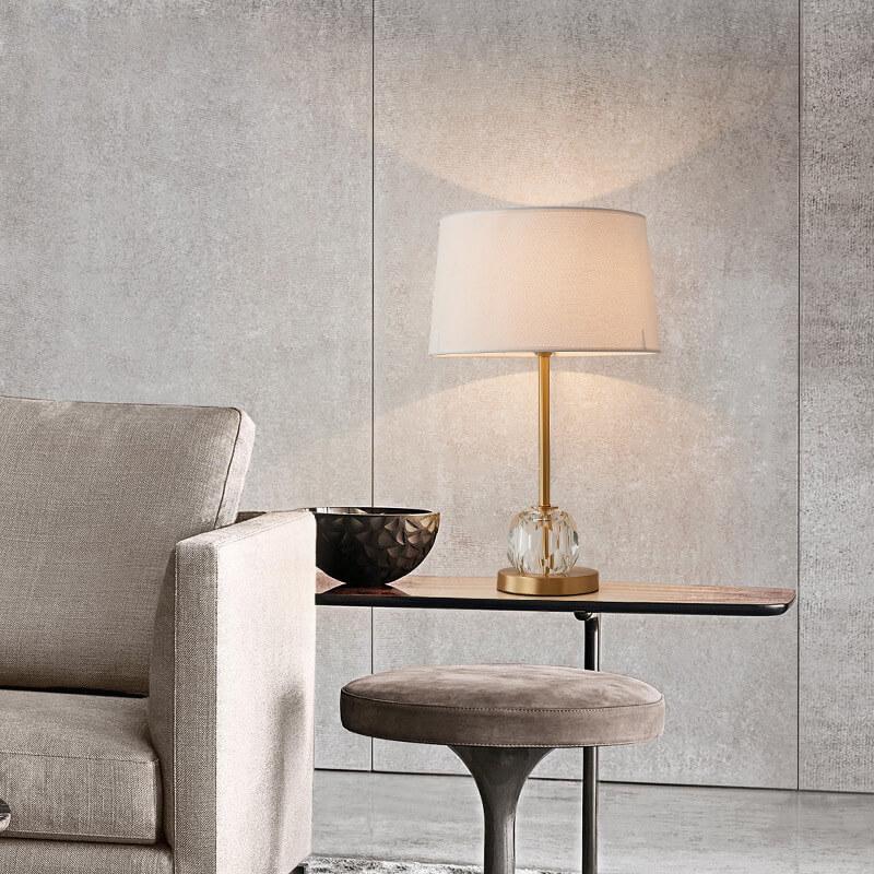 Fabric Crystal Ball Table Lamp