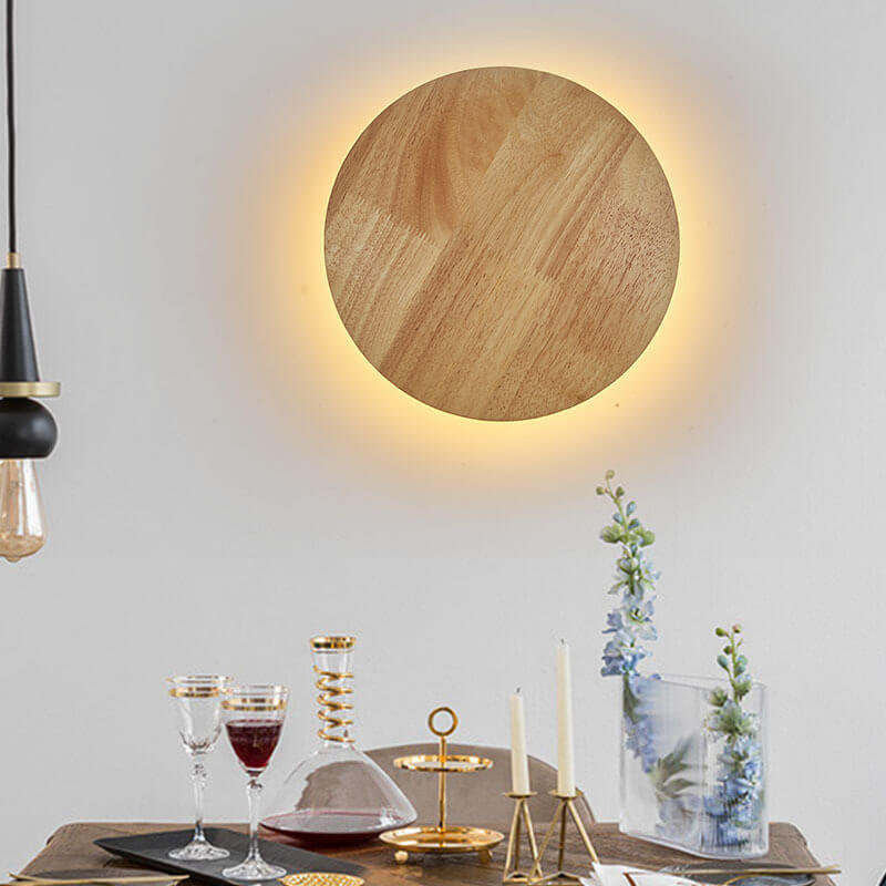 Wooden Circle Wall Lamp
