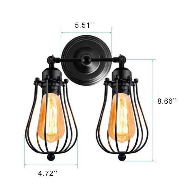 Wrought Iron Cage Rotatable Wall Lamp