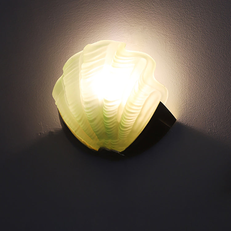 Shell Brass Glass Living Wall Lamp