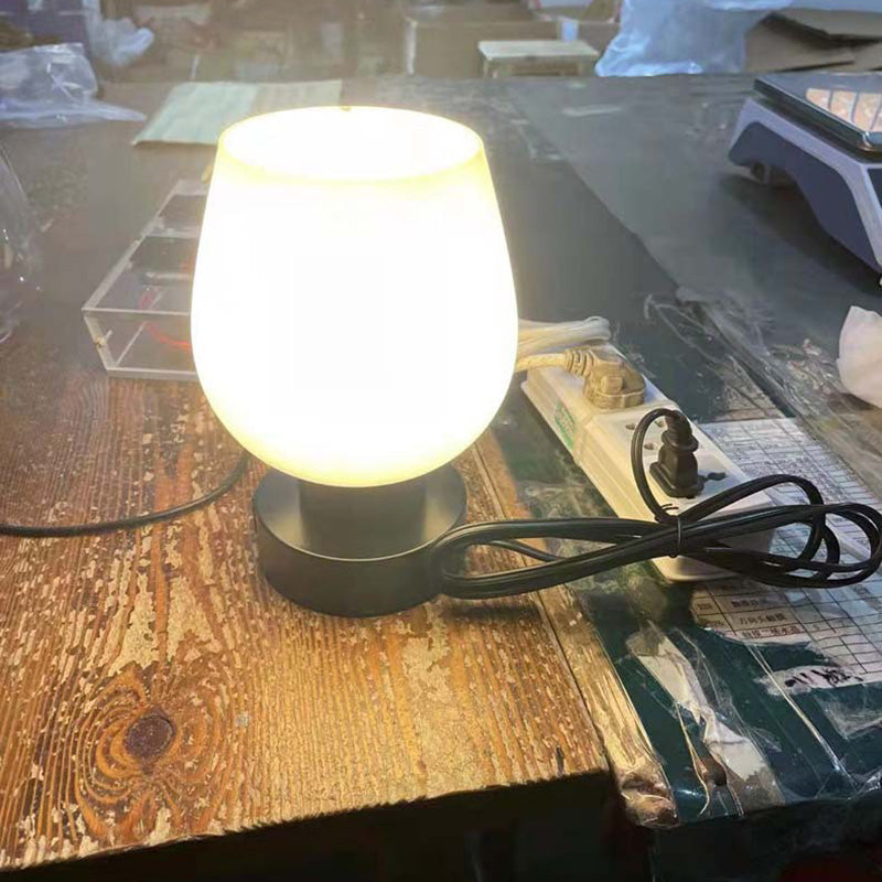 Flat Round Glass Iron Table Lamp