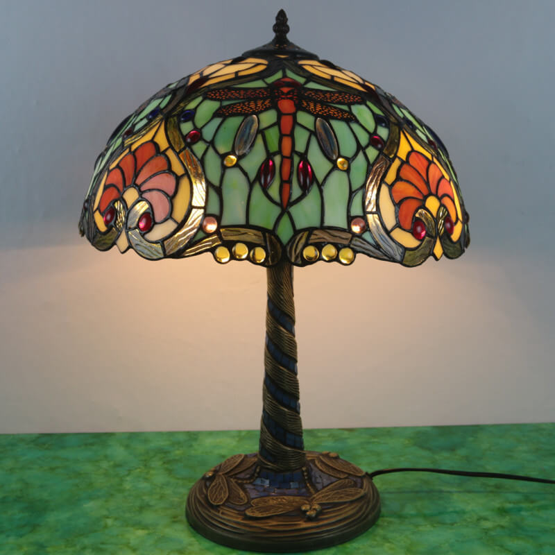 Flower Decor Stained Glass 2-Light Table Lamp