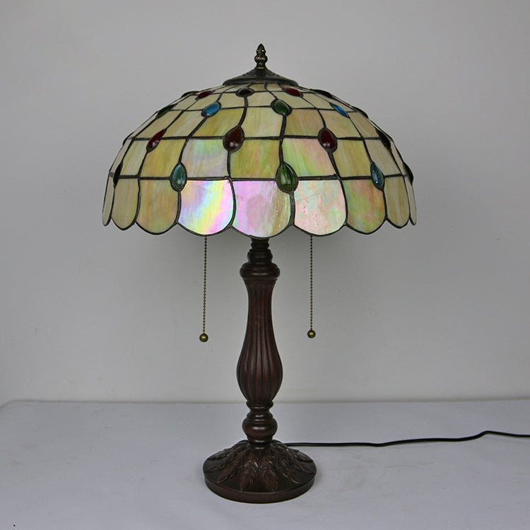 Stained Glass Peacock Sunflower 2-Light Table Lamp
