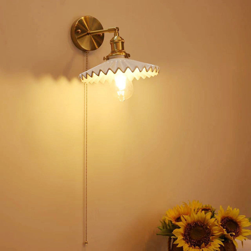 Brass Round Vanity Bedroom Wall Lamp
