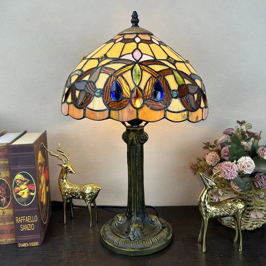 Metal Hardware Glass Semicircular Table Lamp