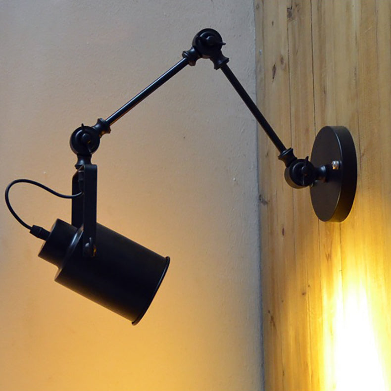 Cylinder Swing Arm Iron Wall Lamp
