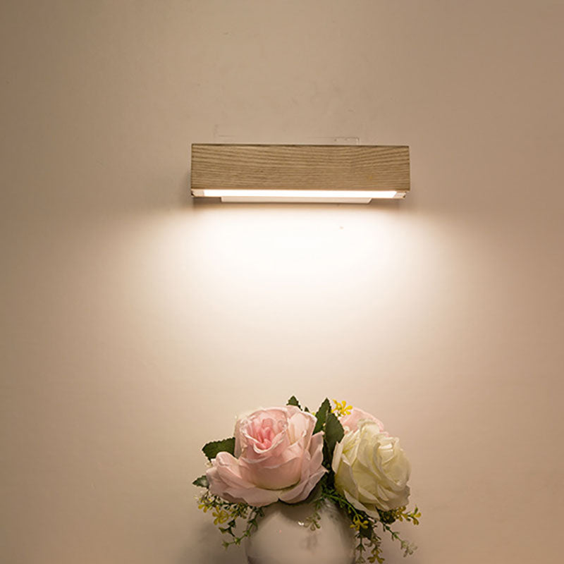 Rectangular Solid Wood Iron Wall Lamp