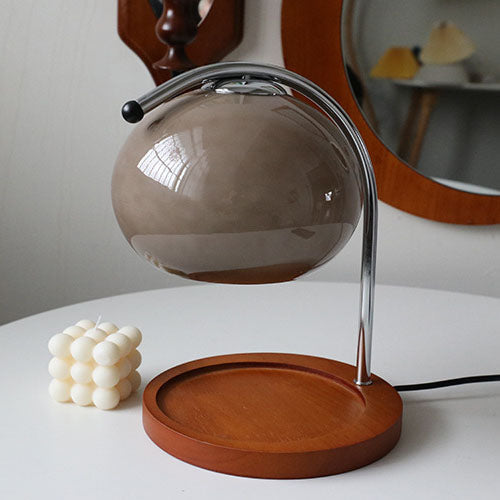 Glass Dome Solid Wood Table Lamp