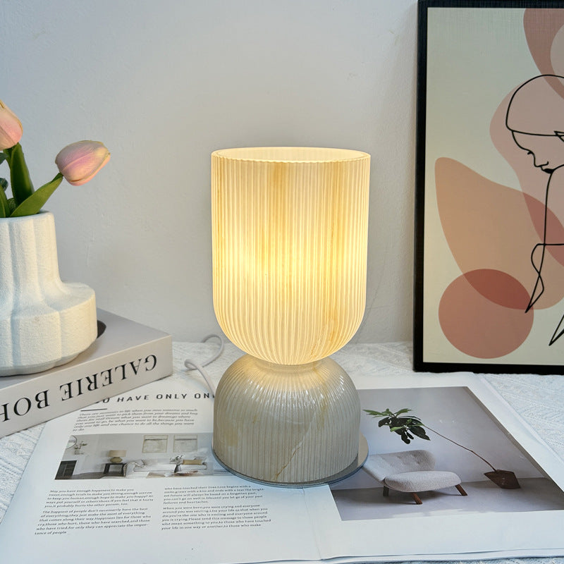 Cylinder Funnel Glass Bedroom Table Lamp