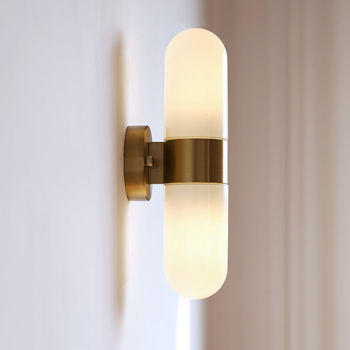 Capsule Iron Glass Bedroom 2-Light Wall Lamp