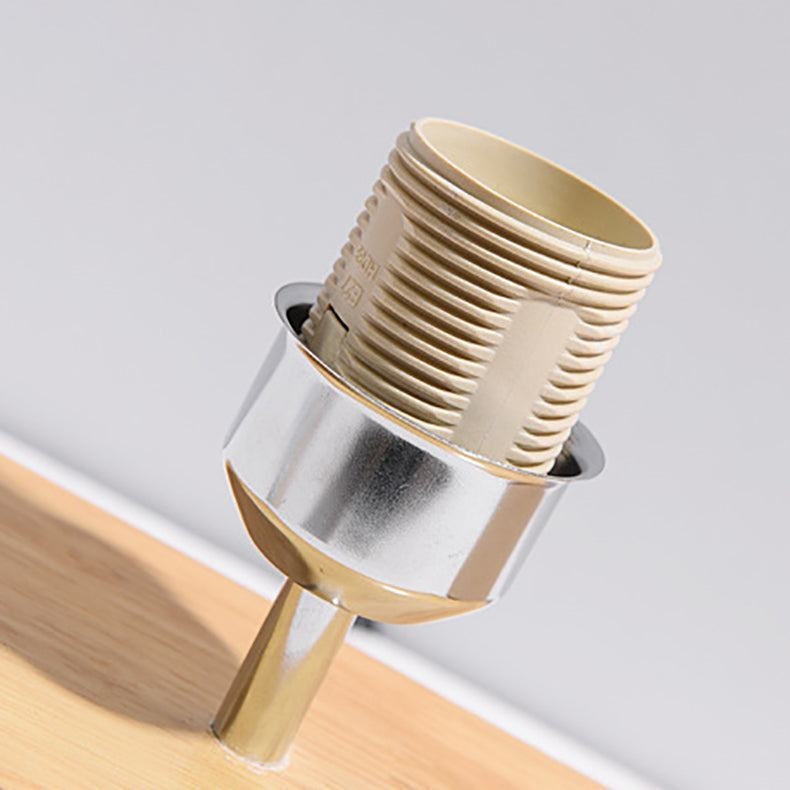 Wood Fabric Cylinder Elliptical Table Lamp
