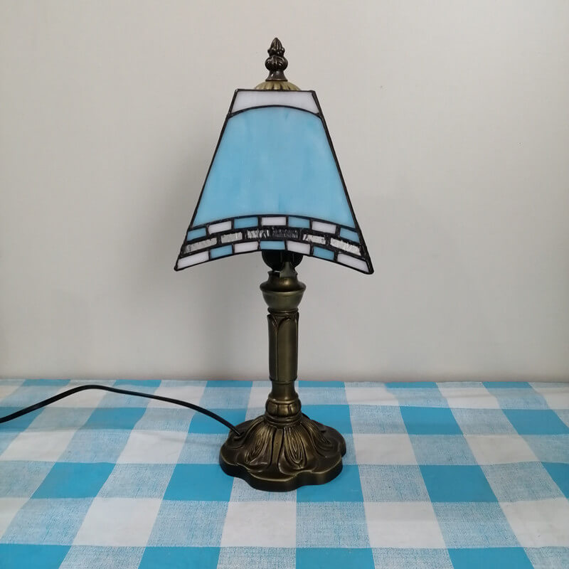 Square Stained Glass Iron Table Lamp