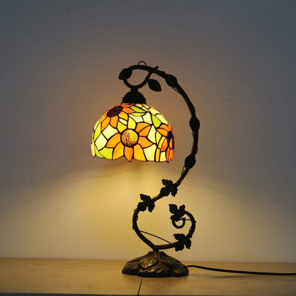 Rose Stained Glass Vine Table Lamp