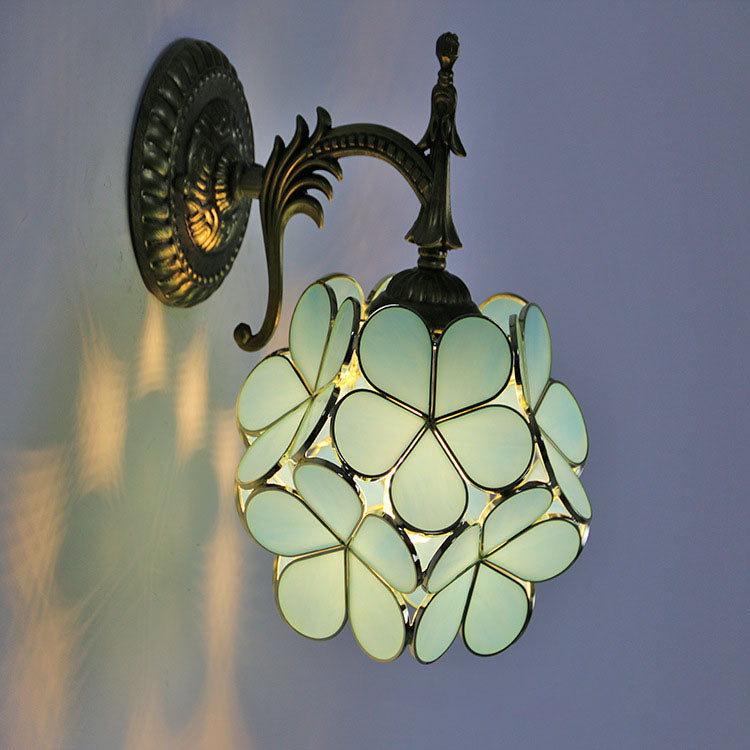Flower Shaped Glass Metal Wall Lamp