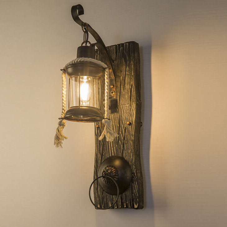 Wood Iron Wall Lamp