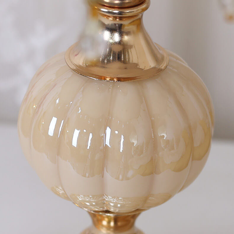 Fabric Floral Glass Plating Table Lamp